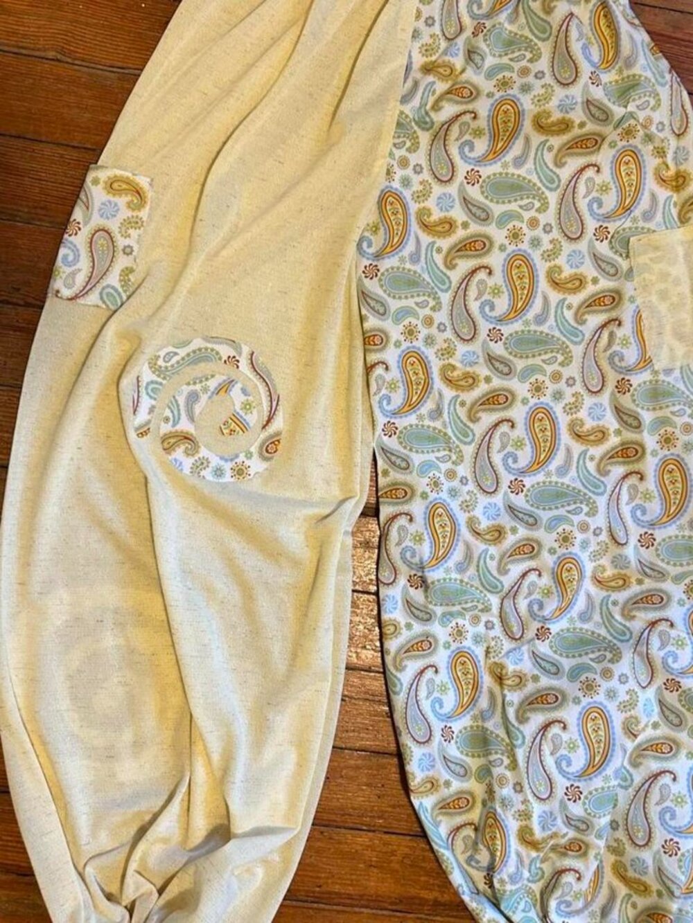 Yellow + Paisley Two-Tone Wide Leg Pants | Handmade Boho